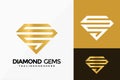 Premium Golden Diamond Gems Logo Vector Design. Abstract emblem, designs concept, logos, logotype element for template Royalty Free Stock Photo