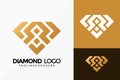 Premium Golden Diamond Gemstone Logo Vector Design. Abstract emblem, designs concept, logos, logotype element for template Royalty Free Stock Photo