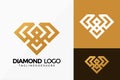 Premium Golden Diamond Logo Vector Design. Abstract emblem, designs concept, logos, logotype element for template Royalty Free Stock Photo