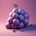 Premium grape food icon 3d rendering. Very cute grapes icon in purple color.