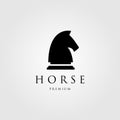 Premium horse head chess logo vector illustration