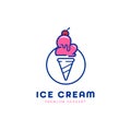 Premium ice cream cone scoop logo icon in monoline simple style vector Royalty Free Stock Photo