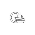 Premium Icon on Dishes, Crockery, Tableware, Utensil, Dinnerware, and Dishwasher, Dish Wash. Such Line Sign as Plates and Cup