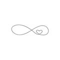 Sign of infinity and heart icon. Element of wedding for mobile concept and web apps illustration. Thin line icon for Royalty Free Stock Photo