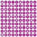 100 premium icons hexagon violet