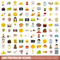 100 premium icons set, flat style Royalty Free Stock Photo