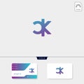 Premium initial Ck, KC, C, or K creative logo template and business card design template include. vector illustration and logo