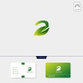 Premium initial E Green Nature Leaf creative logo template and business card design template include. vector illustration and logo
