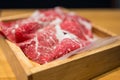 Premium Japanese meat sliced wagyu marbled beef Royalty Free Stock Photo