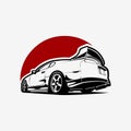 Japanese Sport Car Rear View Vector Isolated Best for JDM Tshirt and Sticker Design