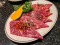 Premium A5 Japanese wagyu beef for barbecue or yakinuku