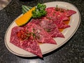 Premium A5 Japanese wagyu beef for barbecue or yakinuku