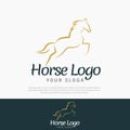 Premium jumping horse line art logo design illustration ,design template,icon,symbol Royalty Free Stock Photo