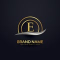 Premium letter E logo design golden template