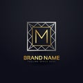 Premium letter M logo in geometric shape style