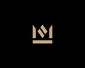 Premium letter M logo. Premium spa beauty salon cosmetics logo. Queen king sign. Vector illustration.