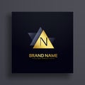 Premium letter N logo concept design in gold