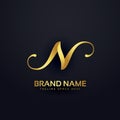Premium letter N logo design template with swirl effect