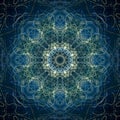 Premium Light Code Mandala Technology Pattern Tile Pavement Blue Green Harmony Power Royalty Free Stock Photo
