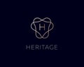 Premium linear gradient monogram letter H logotype. Elegant vector crest stamp icon logo. Luxury alphabet frame symbol. Royalty Free Stock Photo