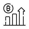 A premium linear icon of bitcoin growth arrow Royalty Free Stock Photo