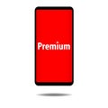 Premium logo on smartphone screen. Premium icon. EPS 10 Royalty Free Stock Photo