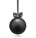 Premium Luxury Black Christmas ball decoration ornament isolated on white background. Realistic stock vector winter Royalty Free Stock Photo