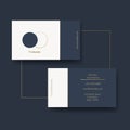 Premium luxury business card in editable vector graphics. Navy gold background with gold accents. Minimal sleek design. Royalty Free Stock Photo