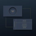 Premium luxury business card in editable vector graphics. Navy gold background with gold accents. Minimal sleek design. Royalty Free Stock Photo