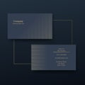 Premium luxury business card in editable vector graphics. Navy gold background with gold accents. Minimal sleek design. Royalty Free Stock Photo