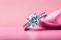 Premium luxury diamond ring isolted on pink background