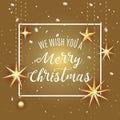 Premium luxury Merry Christmas holiday greeting card. Golden decoration ornament with Christmas star on vip gold Royalty Free Stock Photo