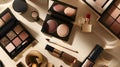 Premium MakeUp Collection A Curated Range of Luxury Beauty Products Emphasizing Color and Texture in a Stylish Flat Lay Photo Royalty Free Stock Photo