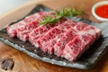 Premium Marbled Wagyu Beef Slices Ready for Cooking Royalty Free Stock Photo