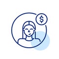 Premium member profile pic. Girl with paid subscription. Female user avatar. Pixel perfect icon