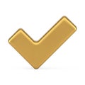 Premium metallic golden checkmark acceptance done complete symbol realistic 3d icon vector