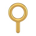 Premium metallic golden magnifying glass vertical zoom equipment realistic 3d icon vector