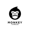 Premium minimalism black monkey head on circle vector logo icon illustration design Royalty Free Stock Photo