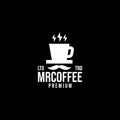 Premium mister coffee vector logo design