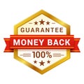 Premium money back guarantee isometric vector approval assurance certificate golden geometric frame