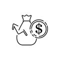 Premium moneybag icon or logo in line style. High quality sign and symbol on a white background. Vector outline pictogram for Royalty Free Stock Photo