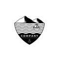 premium mountain and lake or river logo vector illustration template design