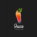 Premium orange juice in glass logo, orange liquid natural herbal juice for juice bar business logo icon template Royalty Free Stock Photo