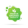 Premium organic products banner, label. Vector stock illustration