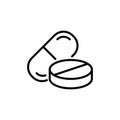 Premium pill icon or logo in line style.