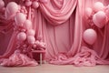 Premium podium, stand on pastel, pink background. Holiday greeting card for Valentine's Day - 3d, render with copy