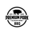 premium pork label with grunge texture on old paper background