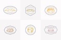 Premium Quality Bread Vector Signs or Logo Templates Collection. Hand Drawn Brick Loafs, Challa and Baguette Sketches Royalty Free Stock Photo