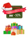 Premium Quality Christmas Sale Promo Sticker Hat Royalty Free Stock Photo