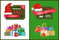 Premium Quality Christmas Sale Promo Sticker Hat Royalty Free Stock Photo